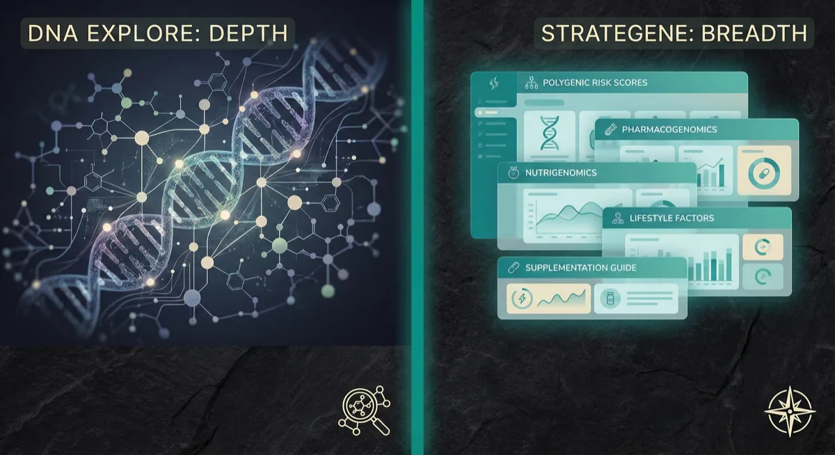 DNA Explore vs StrateGene — visual comparison